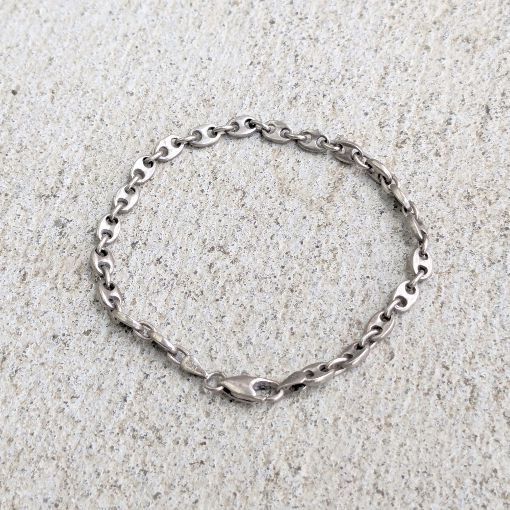 Vintage Milor Sterling Silver Bracelet Anchor Mariner Gucci 7.2y Italy Chain